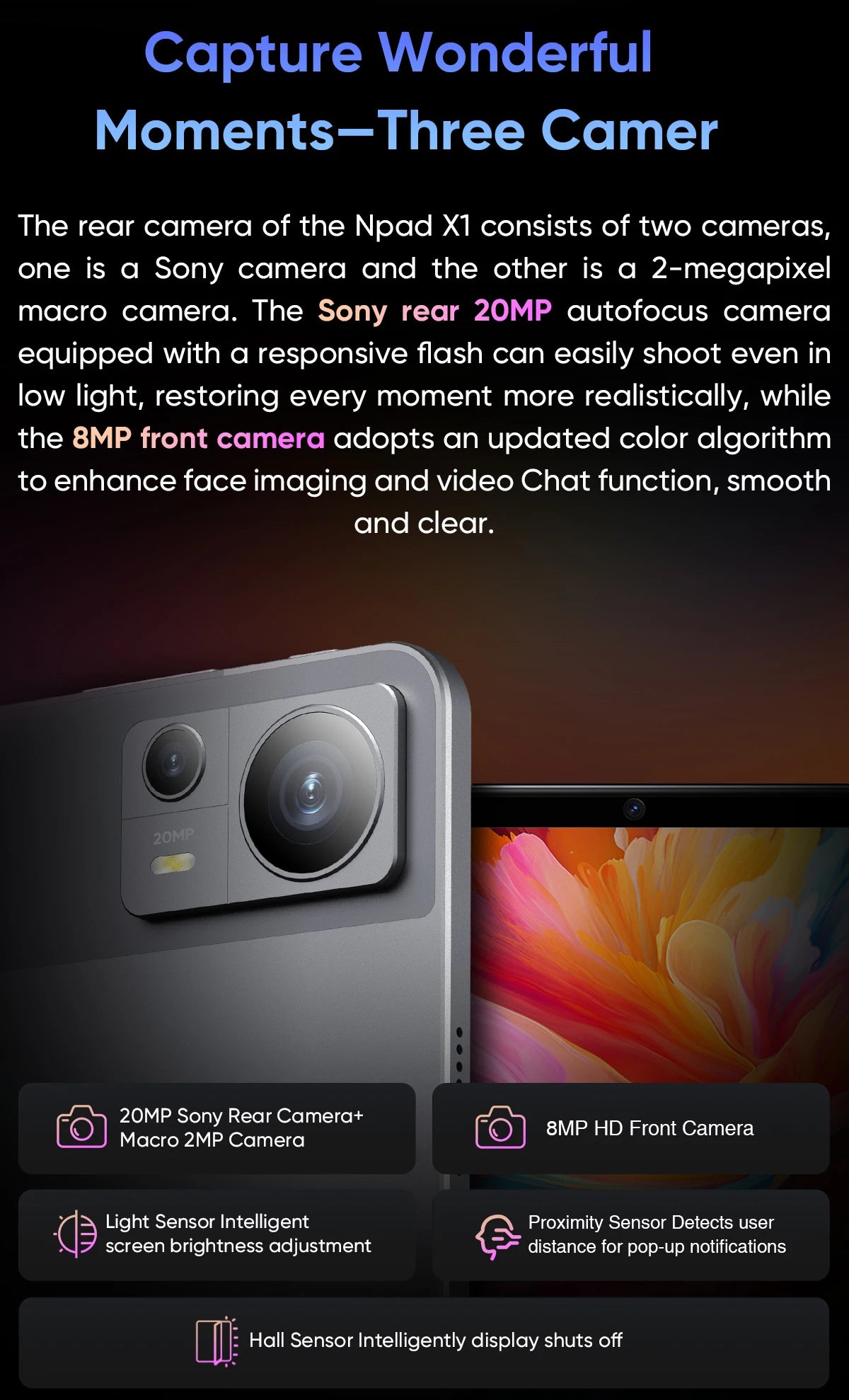 Tablette N-one NPad X1 MTK G99 8 cœurs 10,95 pouces Android 13 Charge rapide 8 600 mAh MAX 16 Go 128 Go 2 000 x 1 200 FHD 4G LTE Support L1