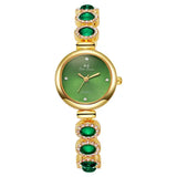 Famous Brand Women's Quartz Watches Luxury Green Gemstone Bracelet Watch Gift Female Wristwatch Dropshipping Relojes Para Mujer - Lootquake