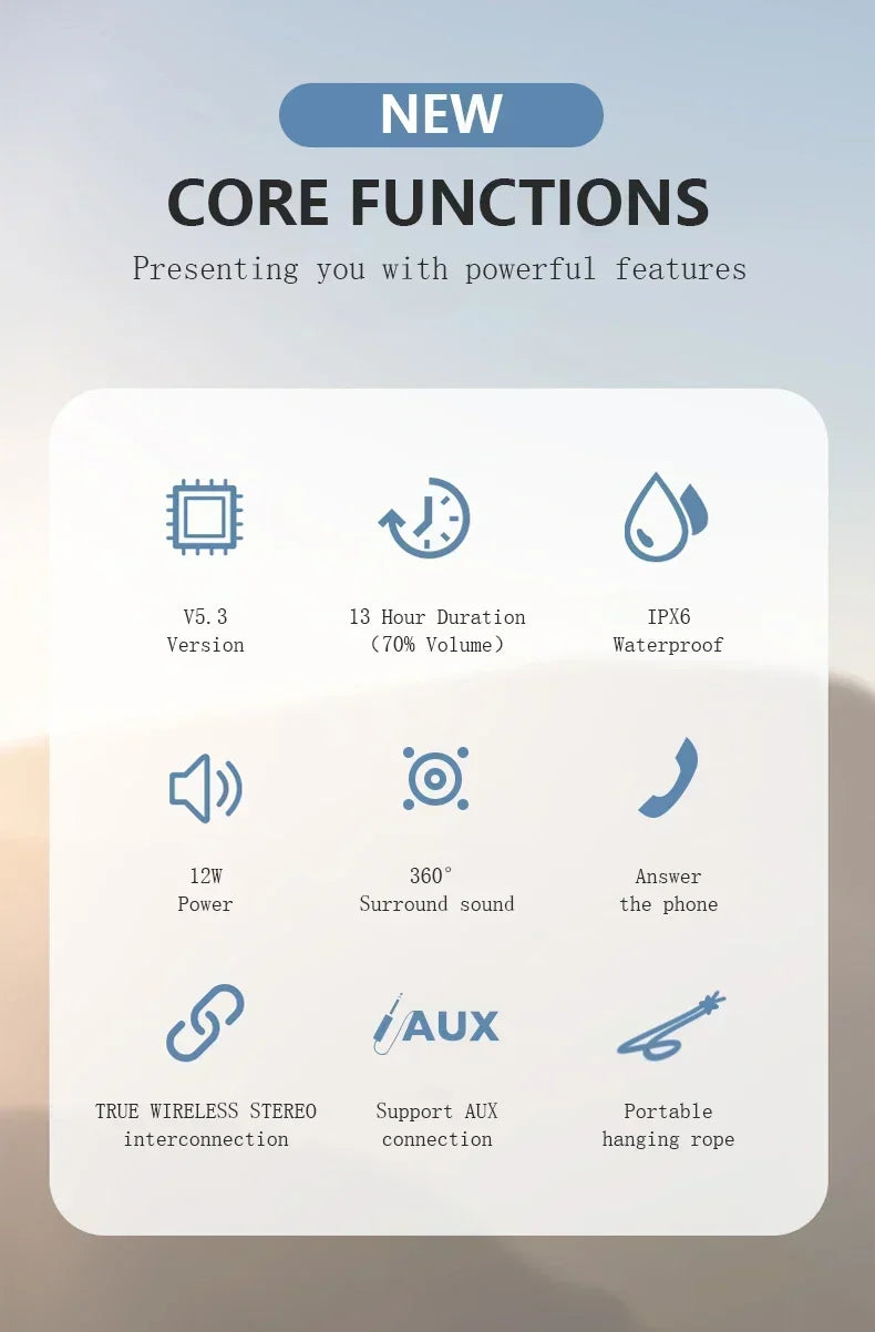 Super Powerful Wireless 5.3 Bluetooth Speaker RGB Light Caixa De Som Enhanced Bass IPX6 Waterproof Subwoofer 3D Stereo Sound Box