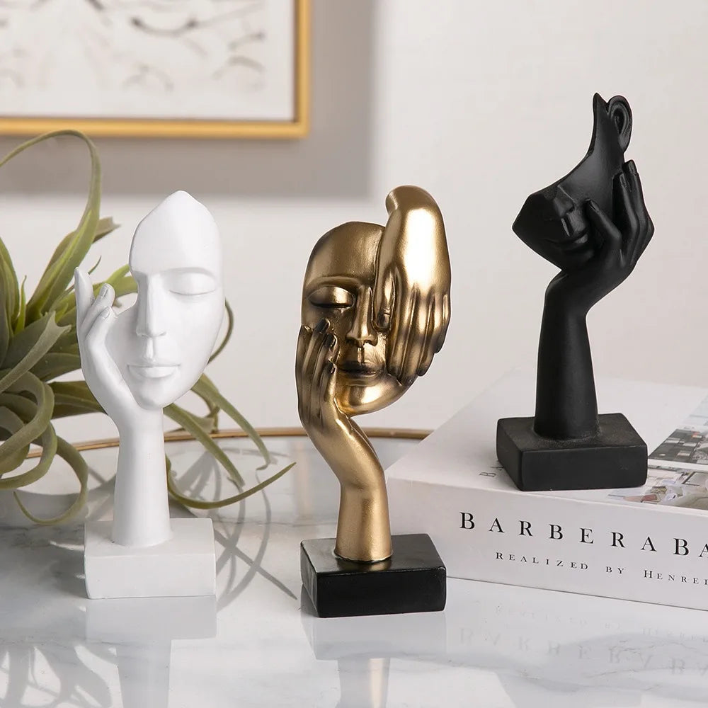 Estatua abstracta de resina, adornos de escritorio, esculturas, figuras, rostro, personaje nórdico, luz, arte de lujo, artesanías, decoración de oficina y hogar.