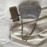 Bling Rhinestone Evening Clutch Bag | Women's Korean Designer Diamond Chain Dinner Party Handbag (Lady Square Tote Shoulder Bag)