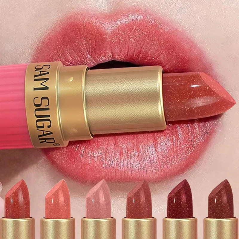 Metallic Pearl Diamond Luxury Lipstick Makeup 6-color Waterproof Long-lasting Sparkling Matte Lip Gloss Daily Beauty Accessories