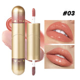 1pcs Double-head lip gloss lipstick, hydrating and moisturizing, foldable, sparkling mirror-like, nourishing lip gloss