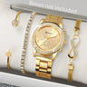 4PCS Fashion Women Watch Luxury Rhinestone Steel Band Ladies Quartz Watch Bracelet Set Relogio Feminino（Without Box） - Lootquake