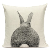 Black and White Cute Animals Cushion Cover - Animal Portrait Decoration Throw Pillow Case 45x45cm for Home Sofa Decor