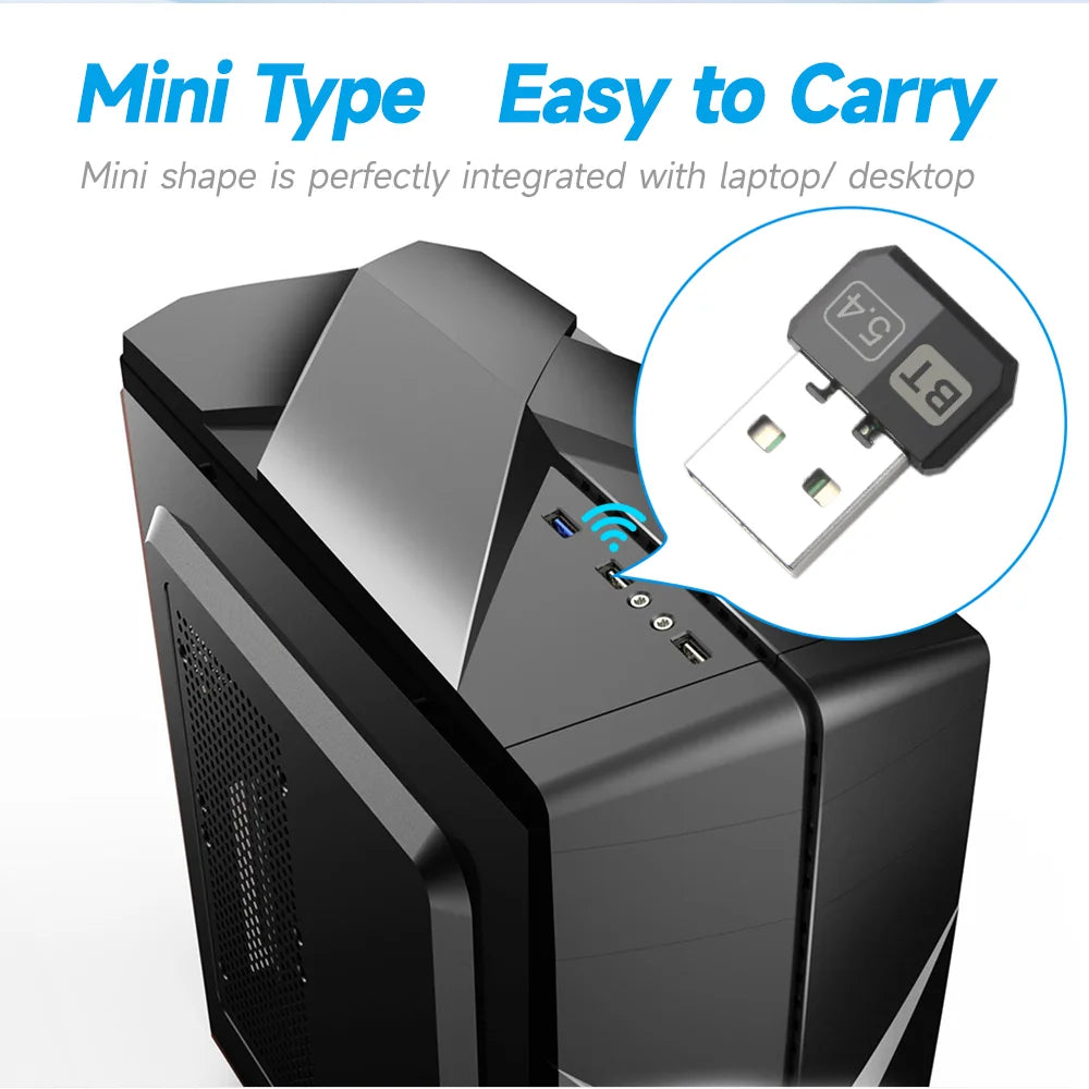 Adaptador USB Bluetooth 5.4 5.3 Dongle para PC, altavoz, ratón inalámbrico, teclado, música, audio, receptor, transmisor, unidad gratuita