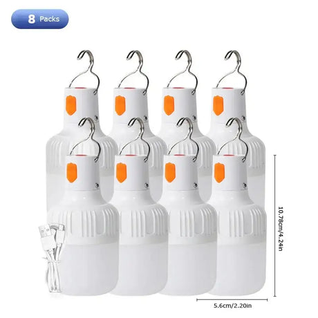 2pcs Rechargeable LED Indoor Outdoor Emergency Hookup Portable Lights with Battery Flashing Lights Barbecue Tent Camping Lights - Lootquake