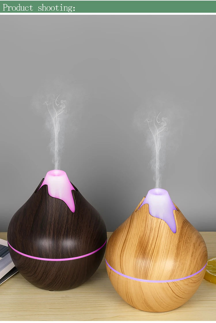 350ML USB aroma oil diffuser wood electric humidifier ultrasonic air humidifier mini aromatherapy LED light mist maker for home
