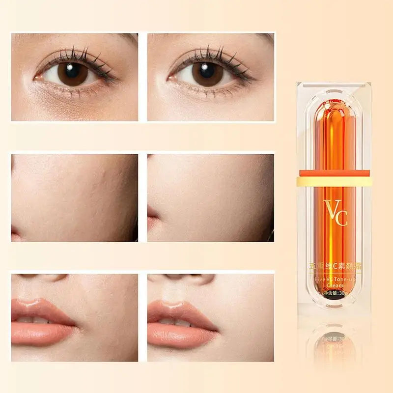 Crema hidratante facial con vitamina C para la piel, crema de esencia con efecto iluminador y reafirmante, cinco ingredientes con vitamina C, ligera