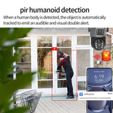 Cámara solar WiFi 4K de 8 MP, cámara de vigilancia CCTV inalámbrica para exteriores con panel solar, lente dual, PTZ, IP, protección de seguridad