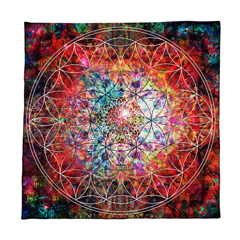 Nappe de tarot mandala bleu, nappe de vie florale pour tarot, ciel étoilé mystique, nappe d'autel Wicca, tapis de jeu de cartes