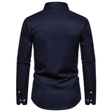 Plaid Color Block Navy Shirt Men 2024 Spring New Slim Fit Long Sleeve Mens Dress Shirts Party Casual Male Social Shirt - Lootquake