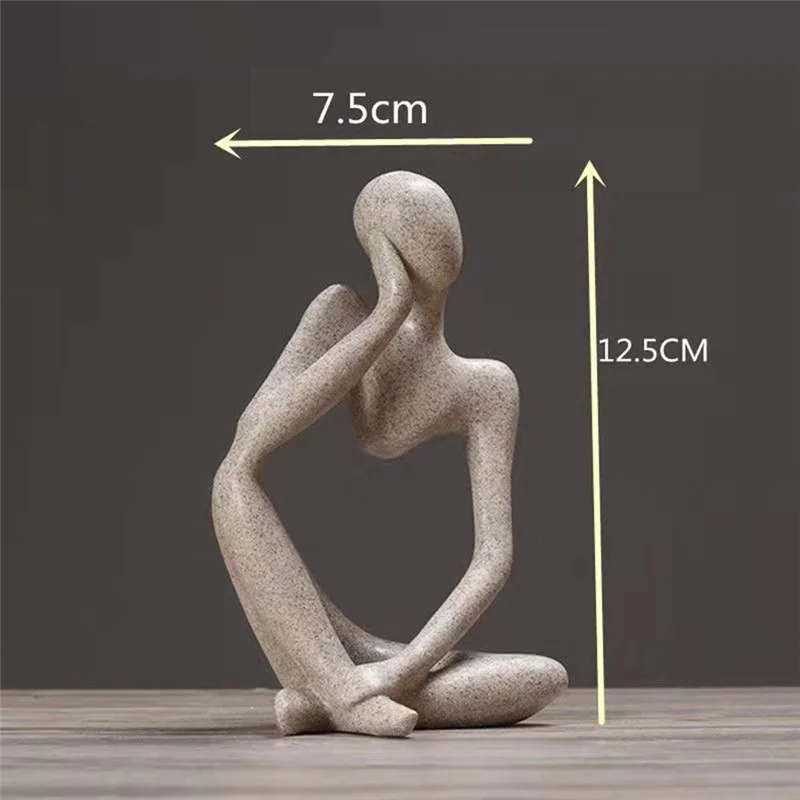 Y51A-3Pcs Minimalist Decor Abstract Thinker Statue Sculpture Set,Neutral Home Decor Mini Sandstone Thinker Figurines Easy To Use