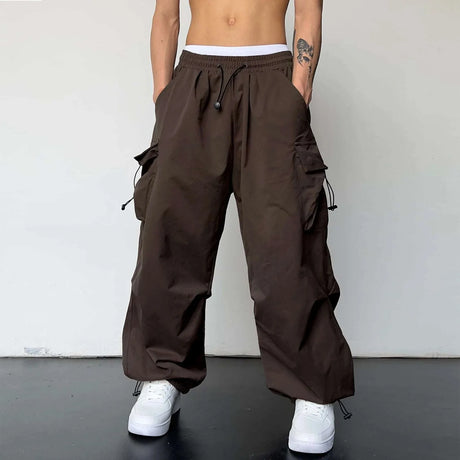 Harajuku Oversized Cargo Parachute Pants Men Streetwear Vintage Y2k Hip Hop Wide Leg Joggers Baggy Casual Sweatpants Techwear - Lootquake