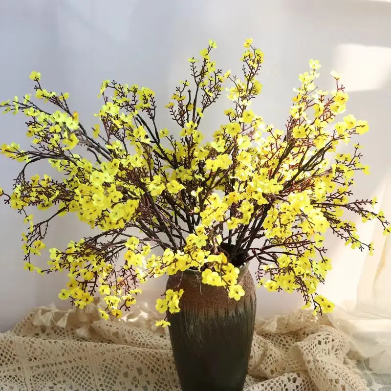 White Artificial Flowers Cherry Blossoms Gypsophila Fake Plants DIY Wedding Bouquet Vases for Home Decor Faux Christmas Branch