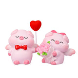 Crafts Resin Couple Piggy Ornament Cute Cartoon Pig Statue Creative Lovely Animal Sculpture Office