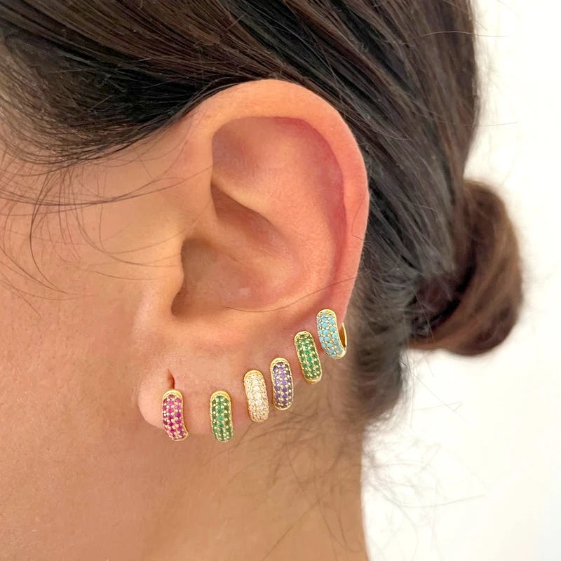 925 Sterling Silver Needle Micro-set Half Circle Zircon Hoop Ear Buckle Geometric Luxury Earrings Fashion Jewelry Gift Wholesale - Lootquake