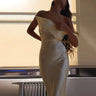 Fashion Women Satin Vintage Long Bodycon Dress Elegant Backless Spaghetti Strap Long Dress Y2K Sexy Low Cut Club Party Dress - Lootquake