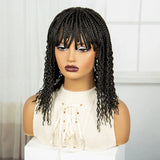 14" Curly Knotless Box Braids Wig | 1B-30 Ombre | Machine Made Synthetic Braids | Black Women