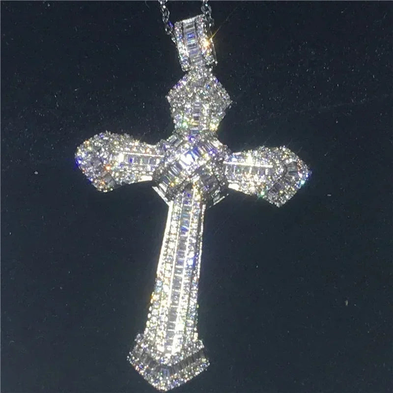 Exquisite Shining Crystal Cross Necklace Pendant Lucky Charming Fashion Jewelry Gift Unisex - Lootquake