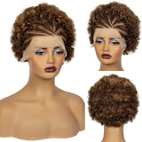 350# Ginger Orange Synthetic Knotless Braided Wig | 13x4 Transparent Lace Front Short Afro Kinky Curly Braids