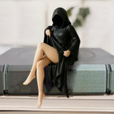 8/10/15cm Mysterious Statue Gothic Black Robe Women Statue Desktop Ornament Lady Statue for Desk Fireplace Shelf Mantel Table