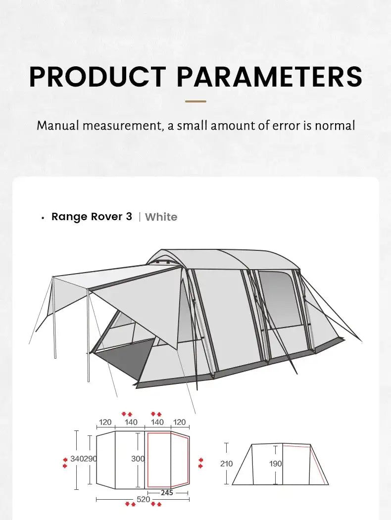 MOBI GARDEN Camping LS4 Tunnel Tent Living Shell Tent Large Blow Tent Invite Space Two Bedrooms - Lootquake