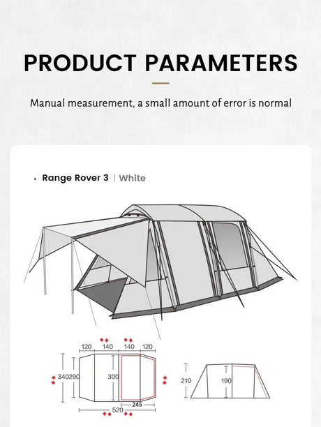 MOBI GARDEN Camping LS4 Tunnel Tent Living Shell Tent Large Blow Tent Invite Space Two Bedrooms - Lootquake