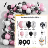 Halloween Party Theme Balloons Set Pink Black White Latex Balloon Boo Ghost Foil Ballon Chain Garland Bat Arch Kit Party Decor
