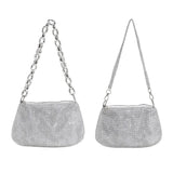 Bling Rhinestone Evening Clutch Bag | Women's Korean Designer Diamond Chain Dinner Party Handbag (Lady Square Tote Shoulder Bag)