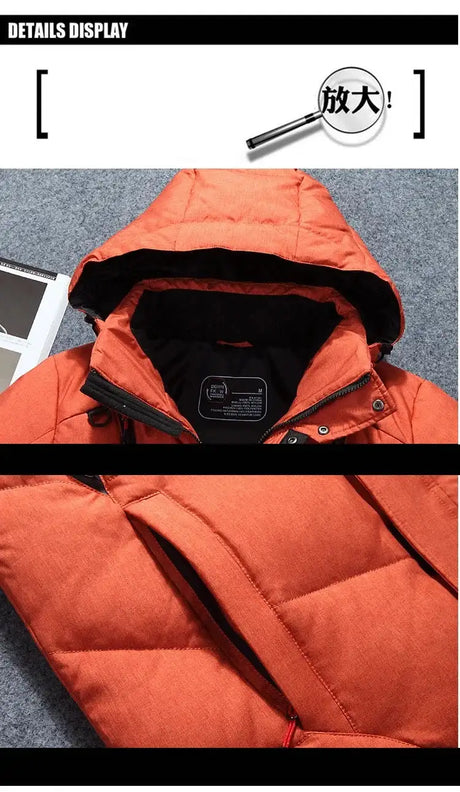 -20 Degree Winter Down Coat Men White Duck Down Parkas Jacket Mens Thick Warm Snow Parka Jacket Overcoat Windbreaker Warm Parkas - Lootquake