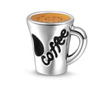 Dije de plata de ley 925 con forma de café, vino tinto, cafetera, copa de champán, compatible con pulseras colgantes originales, joyería DIY para mujer.