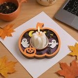 Creative Halloween Candle Holder Pumpkin Ghost Decor Wooden Table Centerpieces atmosphere  candlestick Halloween Home Decor