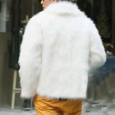 Imitation Fur Men Jacket Lapel Long Sleeve Thermal Retro Coat Windproof Fox Fur Lapel Men's Casual Slim Coat Jaqueta Motoqueiro - Lootquake