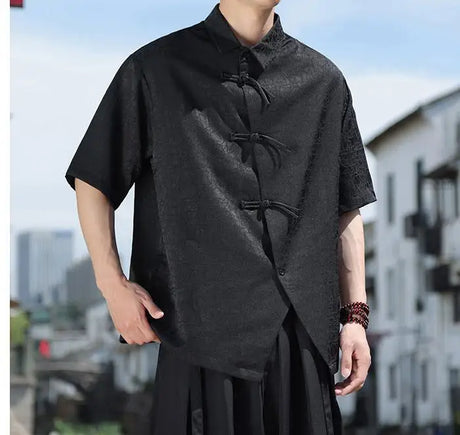 Chinese Style Mens Shirt and Blouse Luxury Men's Clothing Japanese Streetwear Vintage Fashion Korean Clothes Man Shirts 2025 5XL - Lootquake