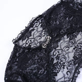 Lace Shrugs Sheer Crop Tops Long Bell Sleeves Cardigan Women Dark Gothic Wedding Punk Sexy Crochet Bolero Cover Up Shirt - Lootquake