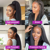40 Inch Full 360 HD Lace Frontal Kinky Yaki Straight Human Hair Wig | 300% Density Transparent Lace Front Wig for Women
