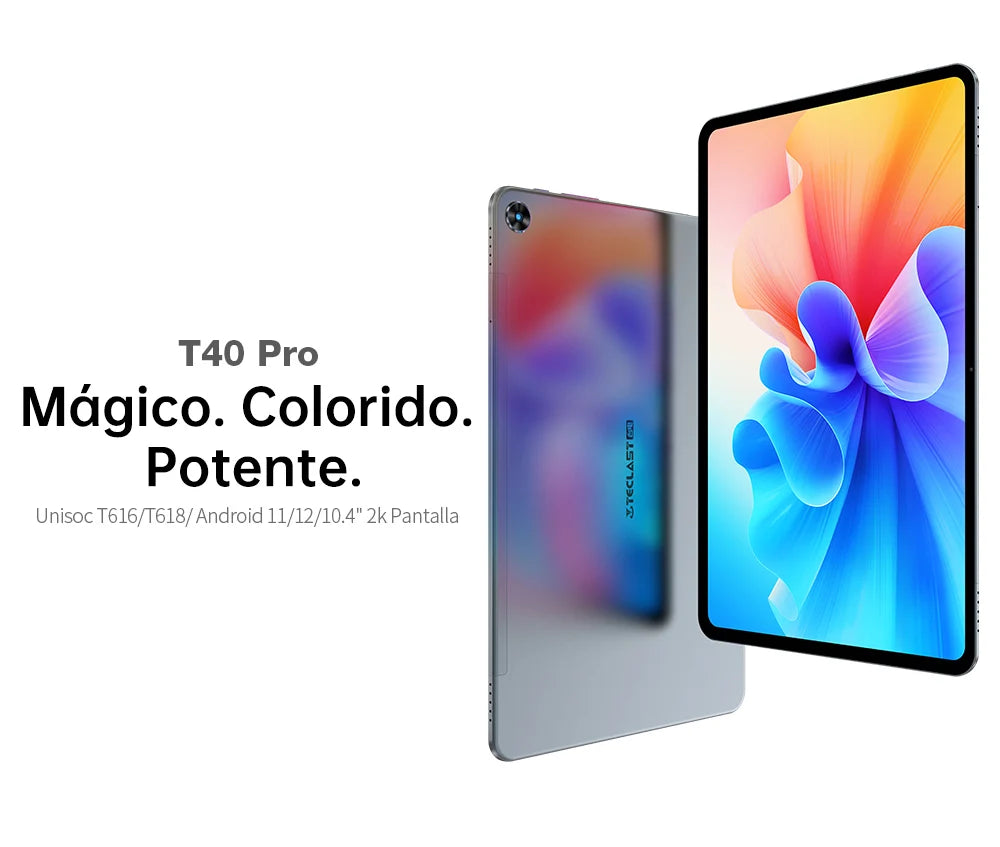 Tablette Teclast T40 Pro 10,4 pouces 8 Go RAM ROM 128 Go Android 11/12 7000 mAh charge rapide 2000 x 1200 UNISOC T618/T616 8 cœurs réseau 4G, Wifi, 13 MP + 8 MP