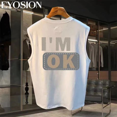 Men's Tank 2024 Summer Casual Fashion Sleeveless Cotton Top T-shirt Hip Hop Casual Letter Printed Round Neck Versatile Top 4XL - Lootquake