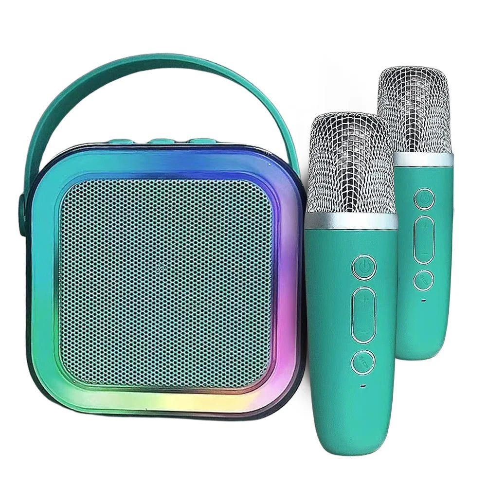 Máquina de karaoke Bluetooth 5.3 con micrófono inalámbrico y luces LED ajustables, mini altavoz para niños y adultos.