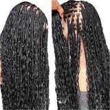 26"+ Boho Knotless Braids Ponytail Wig | HD Full Lace | Human Hair | 300% Density | Baby Hair