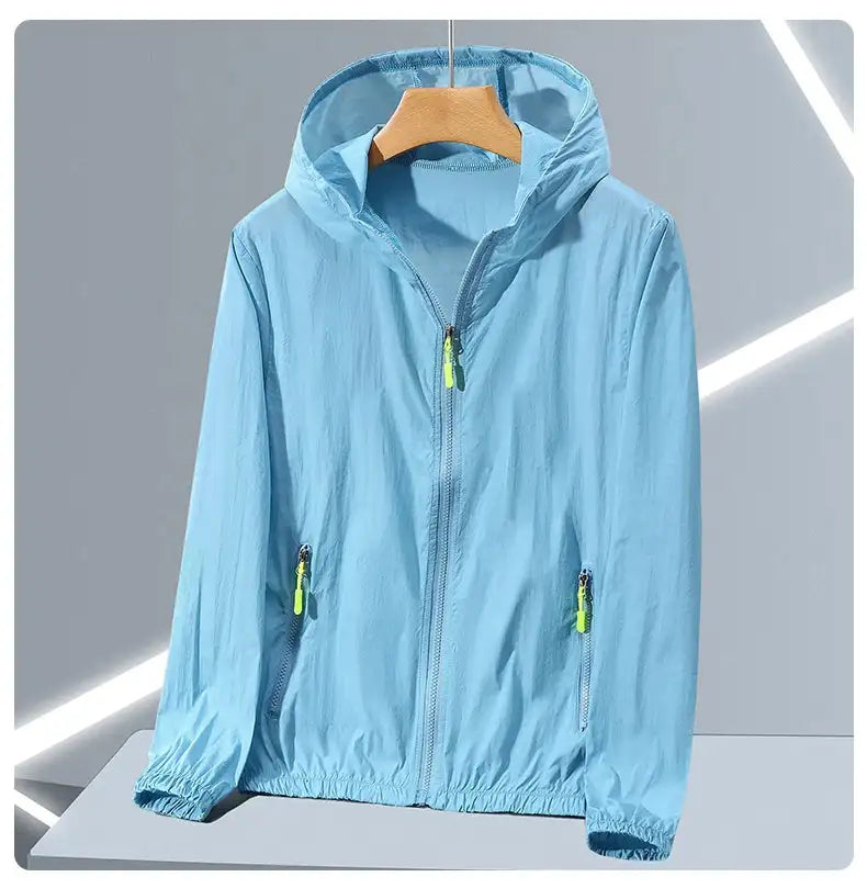 2023 Summer Men's Windbreaker Big Size Sun Protection Clothing Korean Style Ultra-thin Streetwear Zipper Hooded Jackets Man - Lootquake