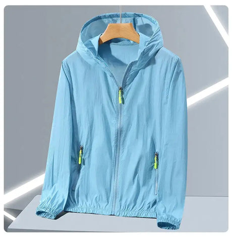 2023 Summer Men's Windbreaker Big Size Sun Protection Clothing Korean Style Ultra-thin Streetwear Zipper Hooded Jackets Man - Lootquake