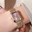 Small niche luxury fashion retro high-end gold steel strip small square watch with temperament women'squartz watch (without box） - Lootquake