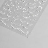 Luxury Crystal Diamond Nail Stickers Classic White Elegant French Pearl Lines Self Adhesive Nail Decorations Stickers DIY Decals
