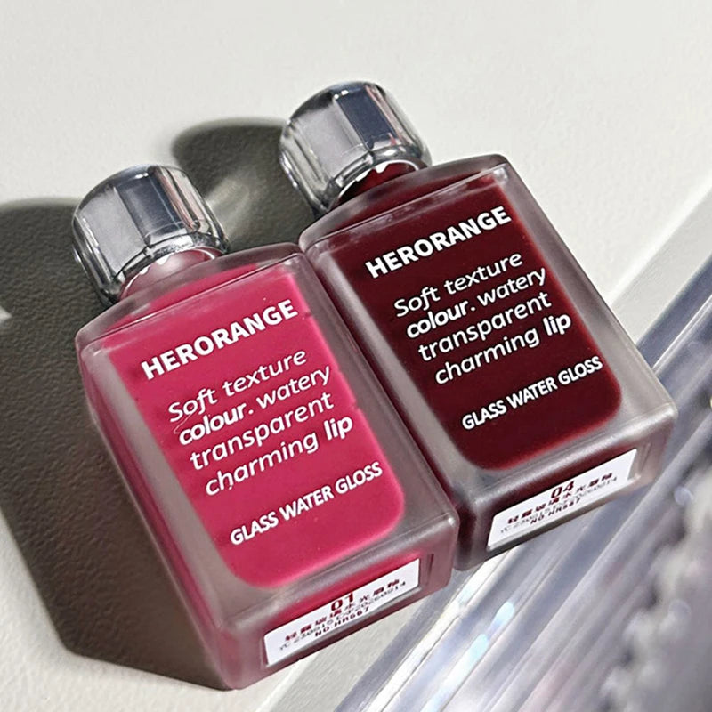 Laque à lèvres légère effet verre HERORANGE - Brillance miroir, formule hydratante ; anti-bavures, longue tenue et éclaircissante pour la peau
