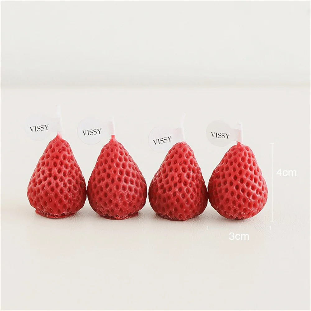 4pcs/set Romantic Candles Handmade Strawberry Cake Scented Candle Luxury Decoration Candle Birthday Decor Wedding Guest Gift