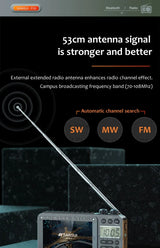 Enceintes Bluetooth sans fil SANSUI, radio pleine bande, lecteur vidéo LED HD, baladeur MP4 portable, batterie rechargeable intégrée