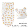 Baby Blanket Hat Set Cartoon Printed Cotton Newborn Swaddle Adjustable Infant Sleeping Swaddle Wraps All Seasons 0-6 Months
