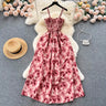 YuooMuoo Korean Fashion Rose Flower Print Romantic Retro Party Dress Summer Elastic High Waist Vacation Long Dress Beach Vestido - Lootquake